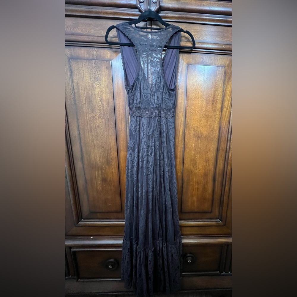 Free People One More Night Brown Lace Maxi Dress Hoco Halloween Day of the Dead - Picture 9 of 14